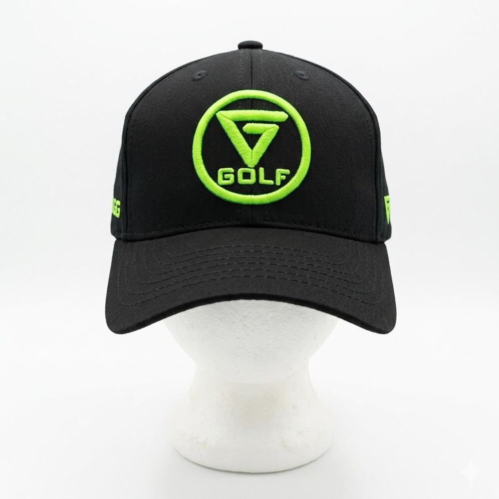 Vertical Groove Golf VGG Black Strapback Hat Lime Green NWOT New Without Tags